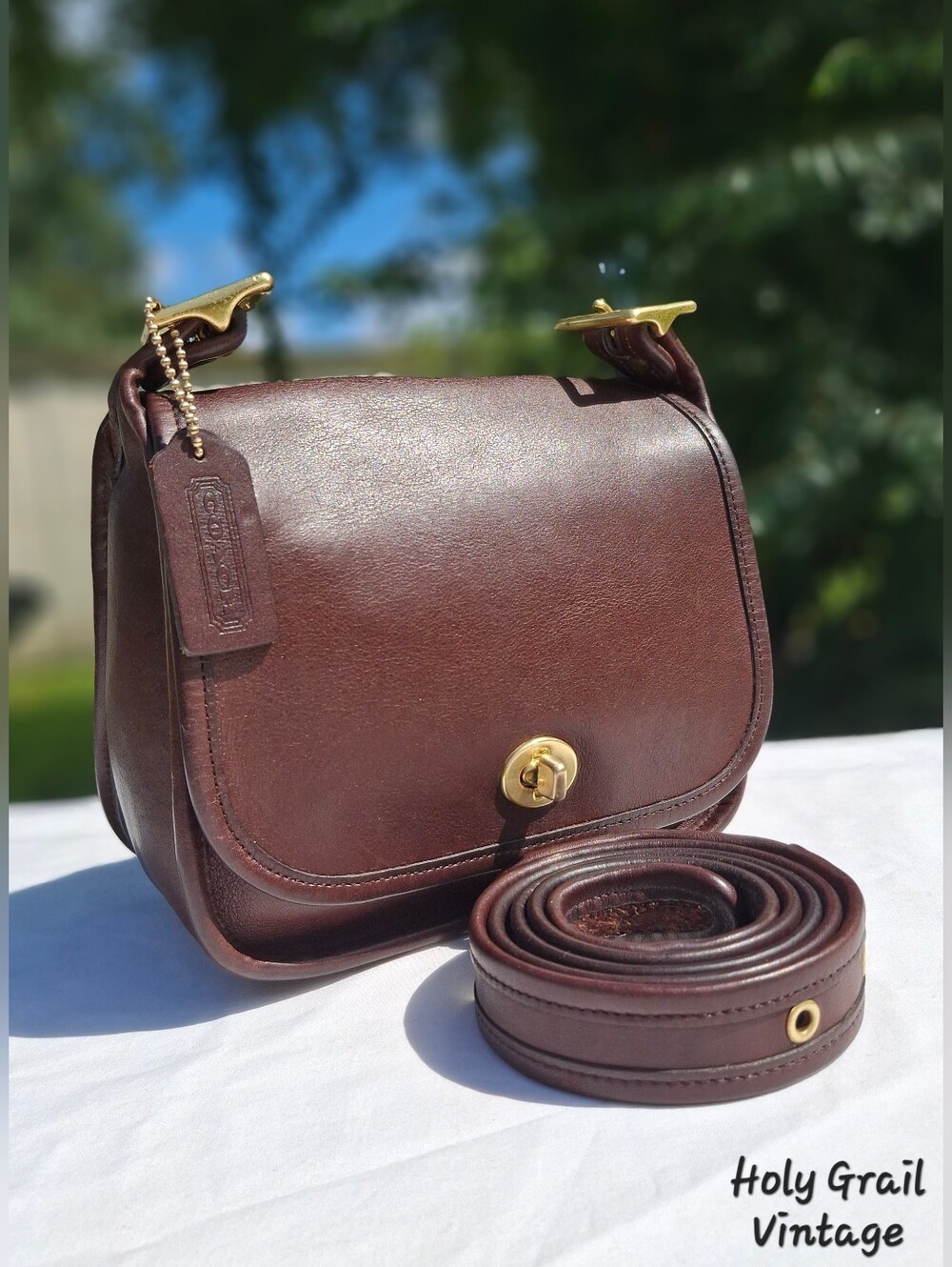 Vintage 1998 Coach Mohogany  Glove-Tanned Leather Legacy Small Flap Bag #9965